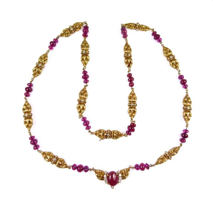 Gold, ruby and diamond necklace by Van Cleef & Arpels,